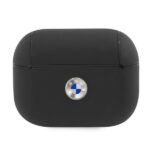 Aizmugurējais vāciņš BMW - BMW BMAPSSLBK AirPods Pro cover czarny/black Geniune Leather Silver Logo Black