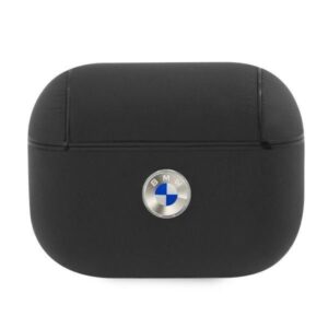 Aizmugurējais vāciņš BMW - BMW BMAPSSLBK AirPods Pro cover czarny/black Geniune Leather Silver Logo Black
