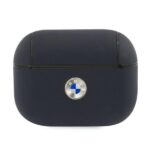 Nugarėlės dėklai BMW  BMW BMAPSSLNA AirPods Pro cover granatowy/navy Geniune Leather Silver Logo 