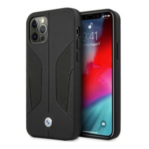 Aizmugurējais vāciņš BMW  Etui BMW BMHCP12LRSCSK iPhone 12 Pro Max 6,7" czarny/black hardcase Leather Perforate Sides 