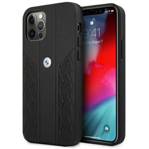 Aizmugurējais vāciņš BMW  Etui BMW BMHCP12LRSPPK iPhone 12 Pro Max 6,7" czarny/black hardcase Leather Curve Perforate 