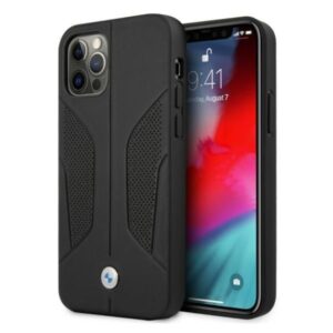 Aizmugurējais vāciņš BMW  Etui BMW BMHCP12MRSCSK iPhone 12/12 Pro 6,1" czarny/black hardcase Leather Perforate Sides 