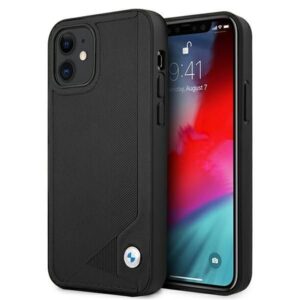 Nugarėlės dėklai BMW  Etui BMW BMHCP12SRCDPK iPhone 12 mini 5,4" czarny/black hardcase Leather Deboss 