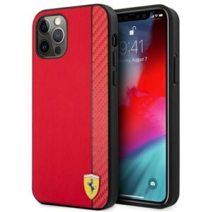 Aizmugurējais vāciņš Ferrari  Ferrari FESAXHCP12LRE iPhone 12 Pro Max 6.7" red/red hardcase On Track Carbon Stripe
