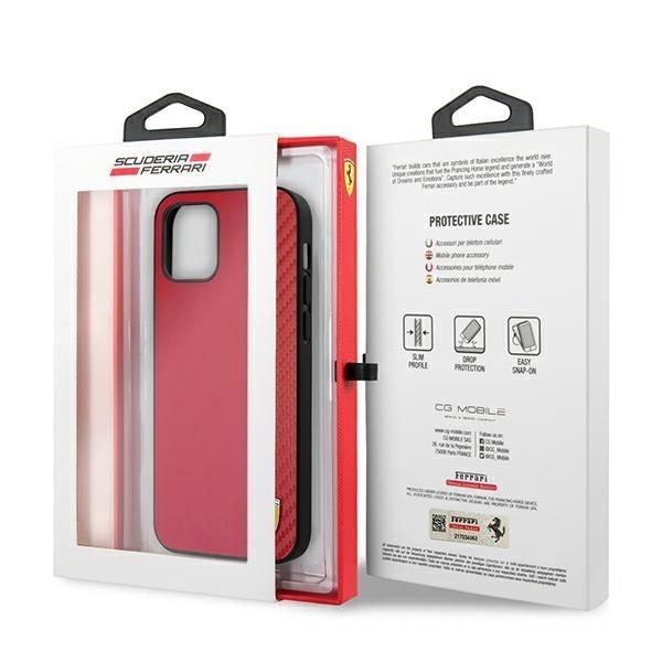Tagakaaned Ferrari Ferrari FESAXHCP12LRE iPhone 12 Pro Max 6.7" red/red hardcase On Track Carbon Stripe
