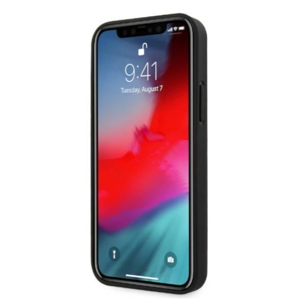 Tagakaaned Mercedes-Benz Mercedes Leather Perforated Area Case for iPhone 12 Pro Max - Black