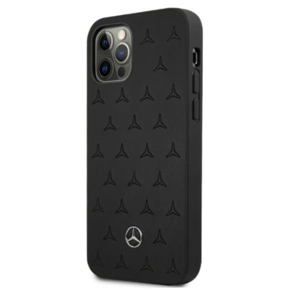 Tagakaaned Mercedes-Benz Mercedes Leather Stars Pattern Case for iPhone 12 Pro Max - Black