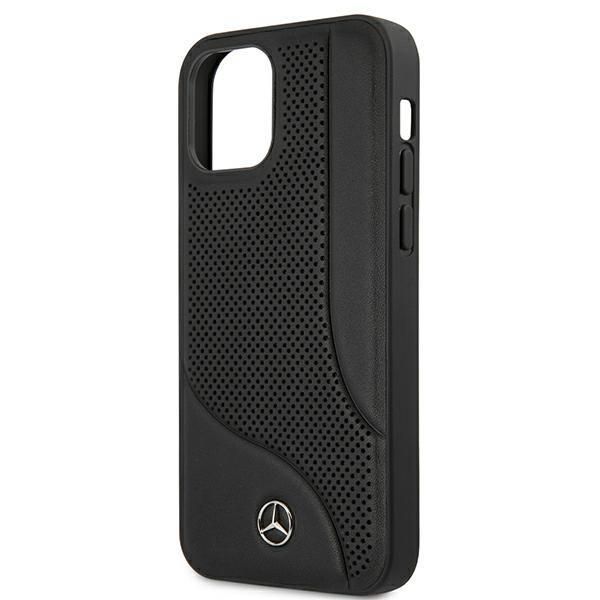 Tagakaaned Mercedes-Benz Mercedes Leather Perforated Area Case for iPhone 12 mini - Black
