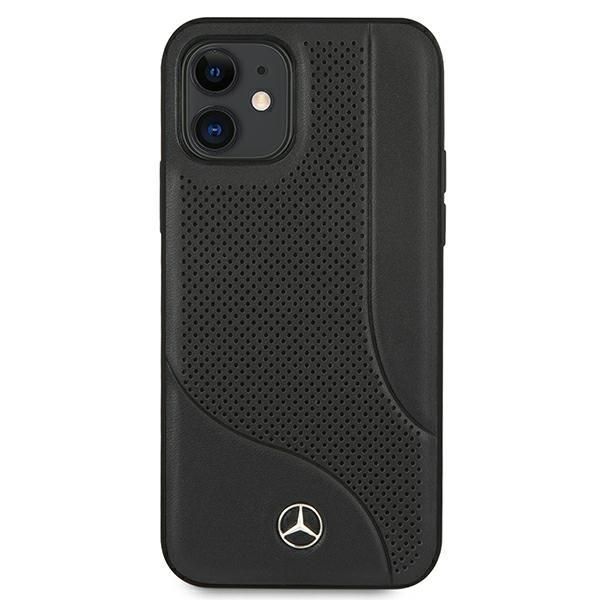 Tagakaaned Mercedes-Benz Mercedes Leather Perforated Area Case for iPhone 12 mini - Black