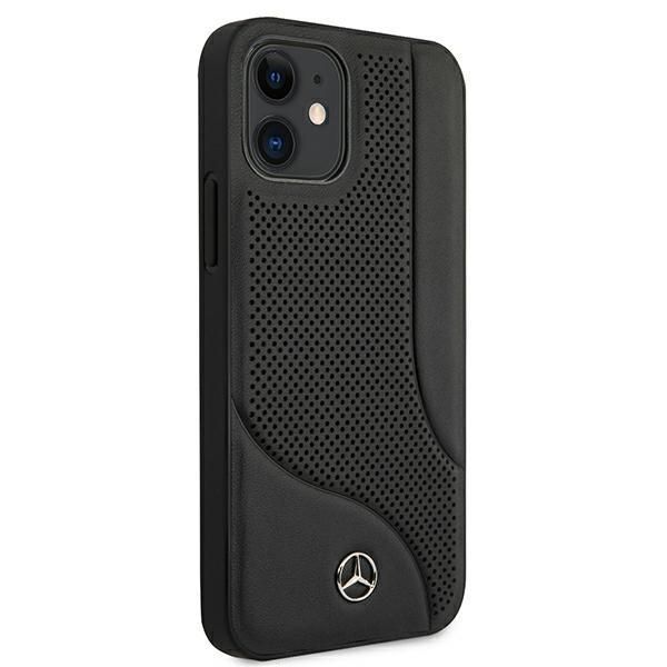 Tagakaaned Mercedes-Benz Mercedes Leather Perforated Area Case for iPhone 12 mini - Black