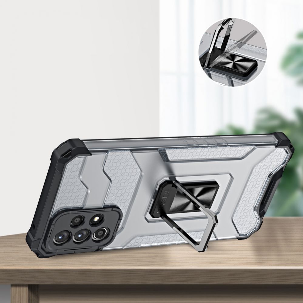 Back panel cover Hurtel Crystal Ring Case Kickstand Tough Rugged Cover for Samsung Galaxy A72 4G green