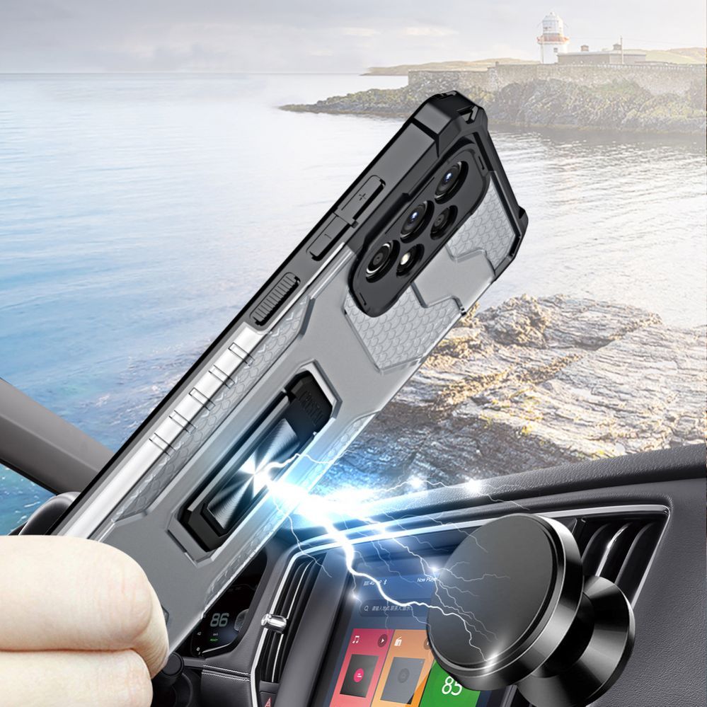 Back panel cover Hurtel Crystal Ring Case Kickstand Tough Rugged Cover for Samsung Galaxy A72 4G green