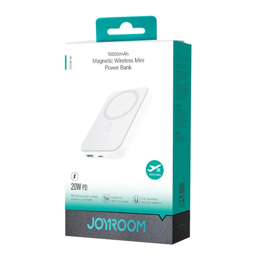 Väline aku Joyroom Powerbank Joyroom JR-W020 20W 10000mAh MagSafe + USB-C - USB-C cable 0.25m - white