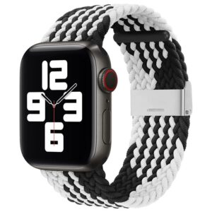 Aizmugurējais vāciņš Hurtel  Braided Fabric Bracelet Strap Fabric Band for Apple Watch 38 / 40 / 41 mm - Black and White 