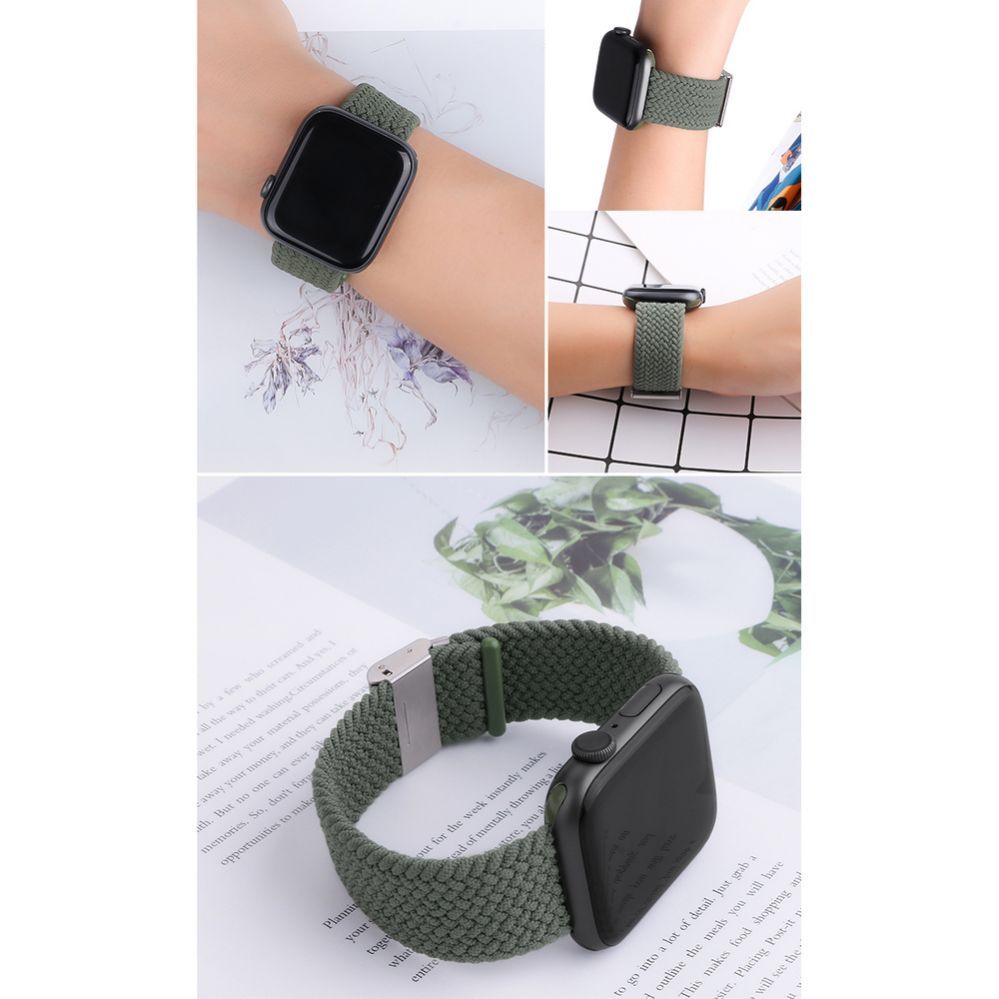 Tagakaaned Hurtel Braided Fabric Bracelet Strap Fabric Band for Apple Watch 38 / 40 / 41 mm - Black and White