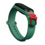 Nugarėlės dėklai Hurtel - Strap Xmas for Xiaomi Mi Band 3 / 4 Christmas Silicone Strap Bracelet with Gift - Dark Green 