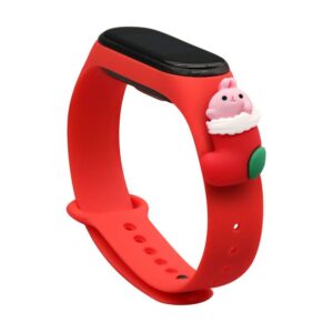Nugarėlės dėklai Hurtel  Strap Xmas for Xiaomi Mi Band 3 / 4 Christmas Silicone Strap Bracelet with Sock - Red 