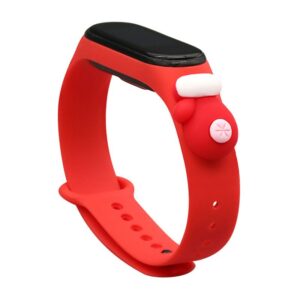 Nugarėlės dėklai Hurtel  Strap Xmas for Xiaomi Mi Band 3 / 4 Christmas Silicone Strap Bracelet with Glove - Red 