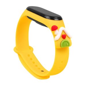 Nugarėlės dėklai Hurtel  Strap Xmas for Xiaomi Mi Band 3 / 4 Christmas Silicone Strap Bracelet with House - Yellow 
