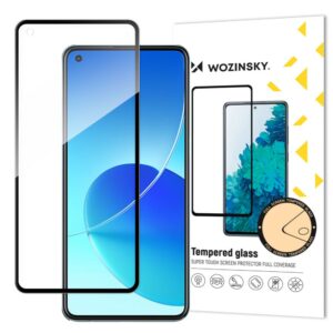 Apsauginiai stiklai Wozinsky  Wozinsky Tempered Glass Full Glue Super Tough Screen Protector Full Coveraged with Frame Case Friendly for Oppo Reno6 4G black 