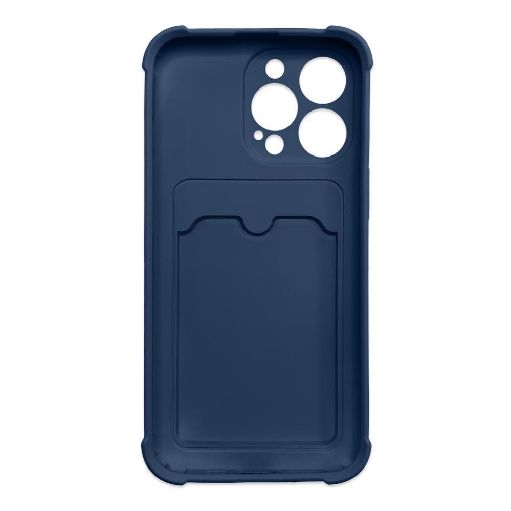 Nugarėlės dėklai Hurtel - Card Armor Case Pouch Cover for iPhone 12 Pro Card Wallet Silicone Air Bag Armor Case Navy Blue