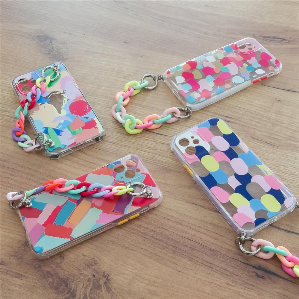 Back panel cover Hurtel Color Chain Case gel flexible elastic case cover with a chain pendant for Samsung Galaxy A22 4G multicolour (2)