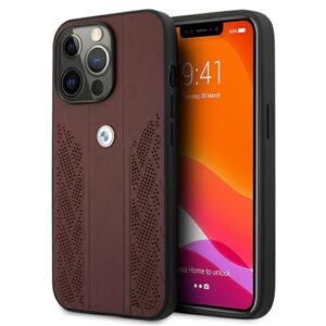 Nugarėlės dėklai BMW  Etui BMW BMHCP13LRSPPR iPhone 13 Pro/13 6,1" czerwony/red hardcase Leather Curve Perforate 