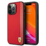 Back panel cover Ferrari  Ferrari FESAXHCP13XRE iPhone 13 Pro Max 6.7" red/red hardcase On Track Carbon Stripe