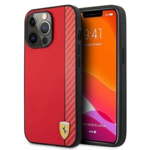 Aizmugurējais vāciņš Ferrari  Ferrari FESAXHCP13XRE iPhone 13 Pro Max 6.7" red/red hardcase On Track Carbon Stripe