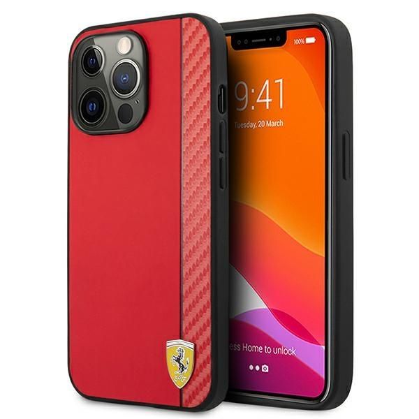 Tagakaaned Ferrari Ferrari FESAXHCP13XRE iPhone 13 Pro Max 6.7" red/red hardcase On Track Carbon Stripe