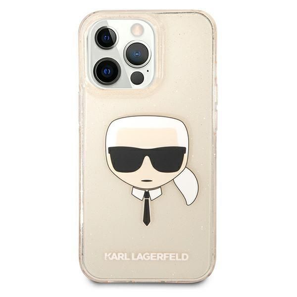 Back panel cover Karl Lagerfeld Karl Lagerfeld KLHCP13LKHTUGLGO iPhone 13 Pro / 13 6,1" złoty/gold hardcase Glitter Karl`s Head