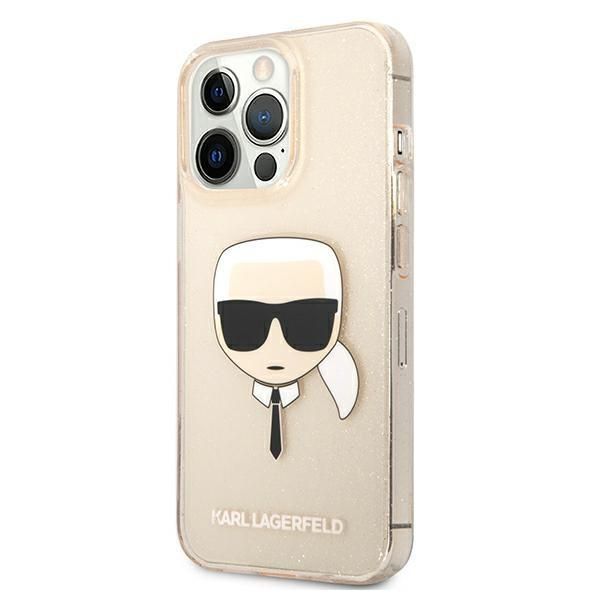 Back panel cover Karl Lagerfeld Karl Lagerfeld KLHCP13LKHTUGLGO iPhone 13 Pro / 13 6,1" złoty/gold hardcase Glitter Karl`s Head