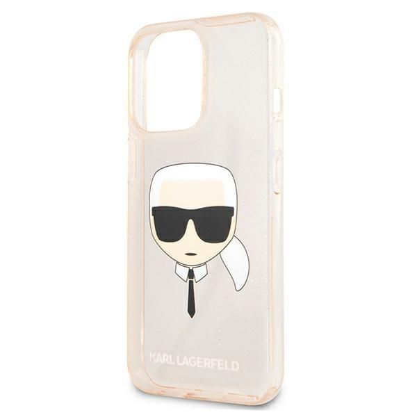 Back panel cover Karl Lagerfeld Karl Lagerfeld KLHCP13LKHTUGLGO iPhone 13 Pro / 13 6,1" złoty/gold hardcase Glitter Karl`s Head