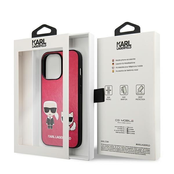 Back panel cover Karl Lagerfeld Karl Lagerfeld KLHCP13LPCUSKCP iPhone 13 Pro / 13 6,1" fuksja/fuchsia hardcase Ikonik Karl & Choupette