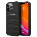 Чехол на заднюю панель Mercedes-Benz  AMG Leather Debossed Lines case for iPhone 13 Pro / iPhone 13 - black 