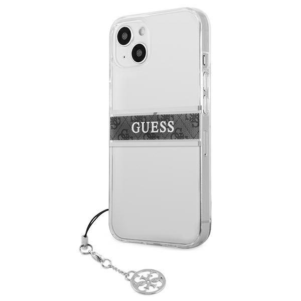 Aizmugurējais vāciņš Guess Guess GUHCP13SKB4GGR iPhone 13 mini 5.4" Transparent hardcase 4G Gray Strap Charm