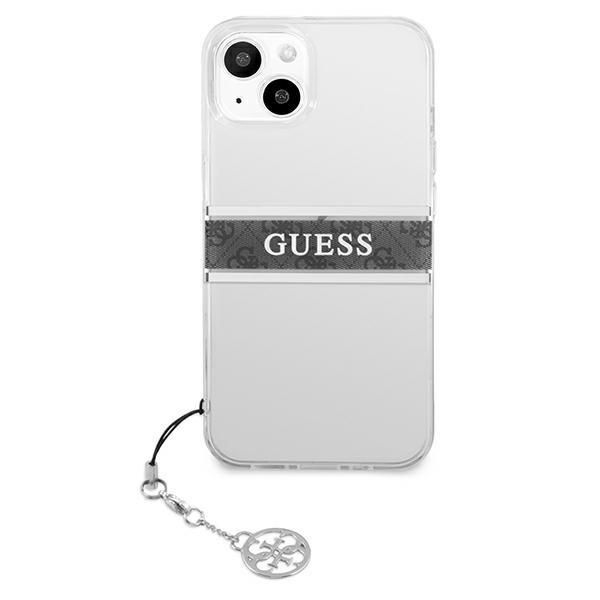 Aizmugurējais vāciņš Guess Guess GUHCP13SKB4GGR iPhone 13 mini 5.4" Transparent hardcase 4G Gray Strap Charm
