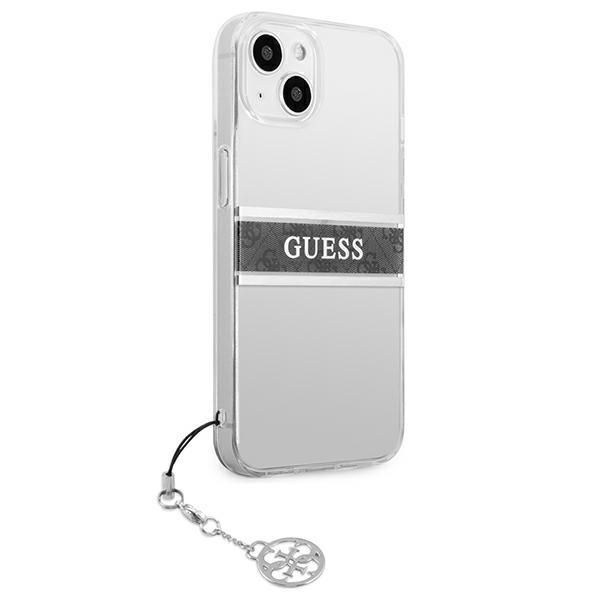Aizmugurējais vāciņš Guess Guess GUHCP13SKB4GGR iPhone 13 mini 5.4" Transparent hardcase 4G Gray Strap Charm