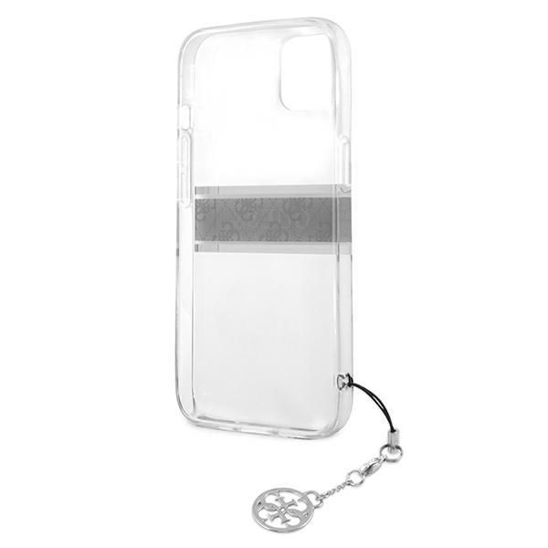 Aizmugurējais vāciņš Guess Guess GUHCP13SKB4GGR iPhone 13 mini 5.4" Transparent hardcase 4G Gray Strap Charm