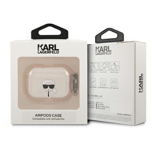 Back panel cover Karl Lagerfeld Karl Lagerfeld KLAPUKHGD AirPods Pro cover złoty/gold Glitter Karl`s Head
