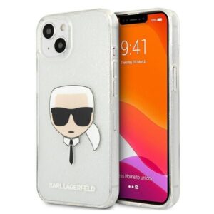 Aizmugurējais vāciņš Karl Lagerfeld  Karl Lagerfeld KLHCP13SKHTUGLS iPhone 13 mini 5,4" srebrny/silver hardcase Glitter Karl`s Head 