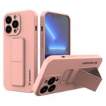 Back panel cover Wozinsky - Wozinsky Kickstand Case iPhone 13 mini pink silicone case with stand 