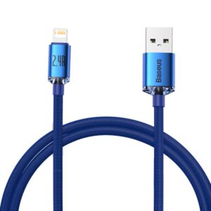 Kabelis Baseus  Baseus Crystal Shine Series cable USB cable for fast charging and data transfer USB Type A - Lightning 2.4A 1.2m blue (CAJY000003)