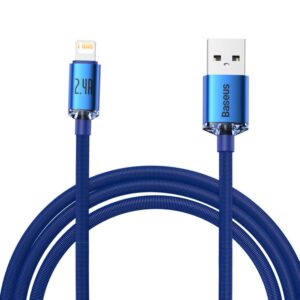 Kabelis Baseus  Baseus Crystal Shine Series cable USB cable for fast charging and data transfer USB Type A - Lightning 2.4A 2m blue (CAJY000103)