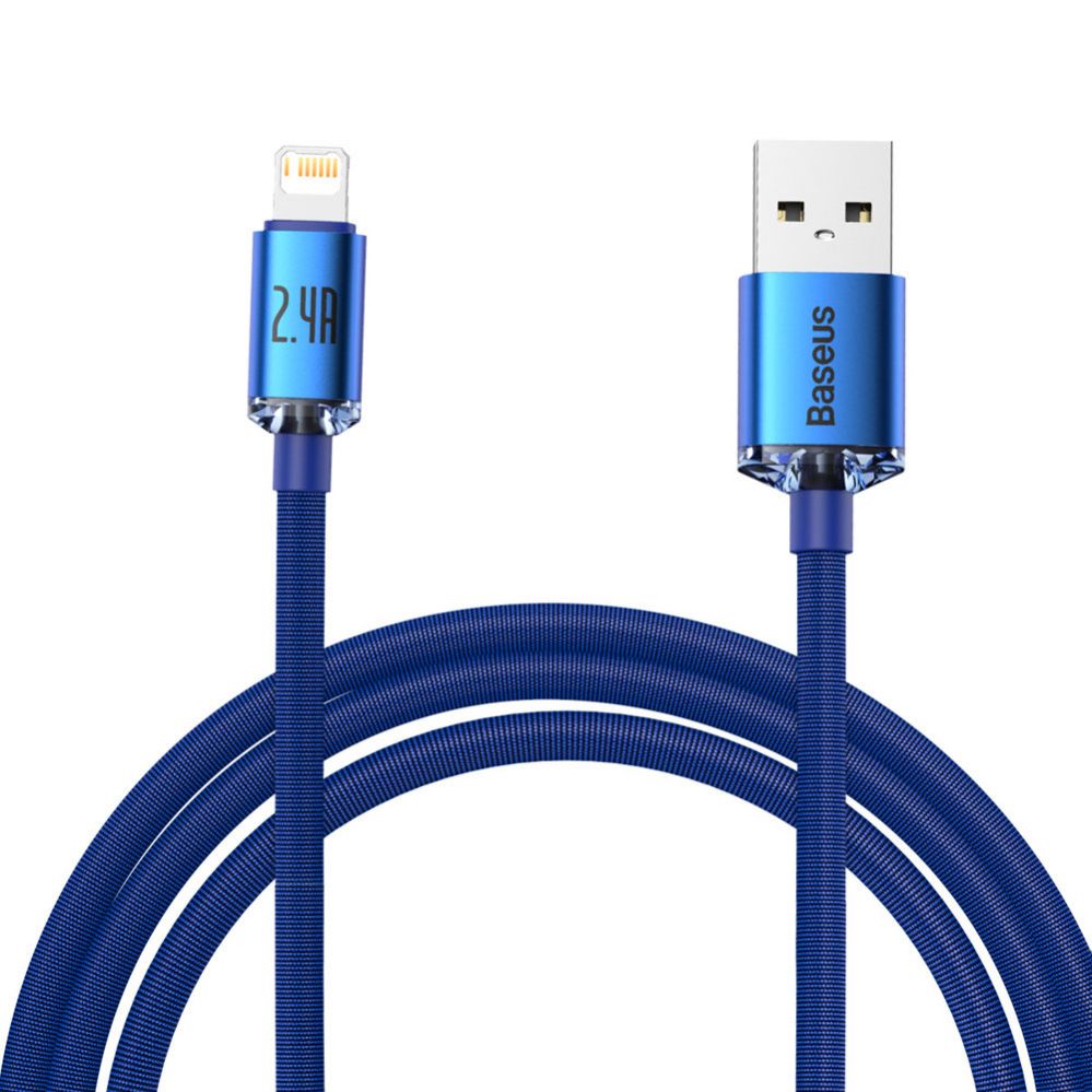 Cable Baseus Baseus Crystal Shine Series cable USB cable for fast charging and data transfer USB Type A - Lightning 2.4A 2m blue (CAJY000103)