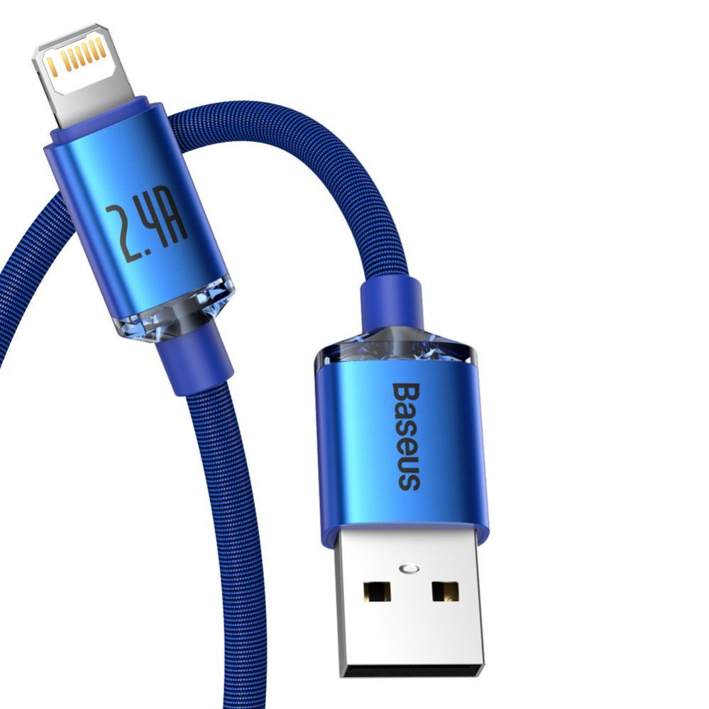 Cable Baseus Baseus Crystal Shine Series cable USB cable for fast charging and data transfer USB Type A - Lightning 2.4A 2m blue (CAJY000103)