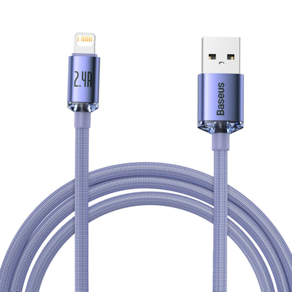 Cable Baseus Baseus Crystal Shine Series cable USB cable for fast charging and data transfer USB Type A - Lightning 2.4A 2m purple (CAJY000105)