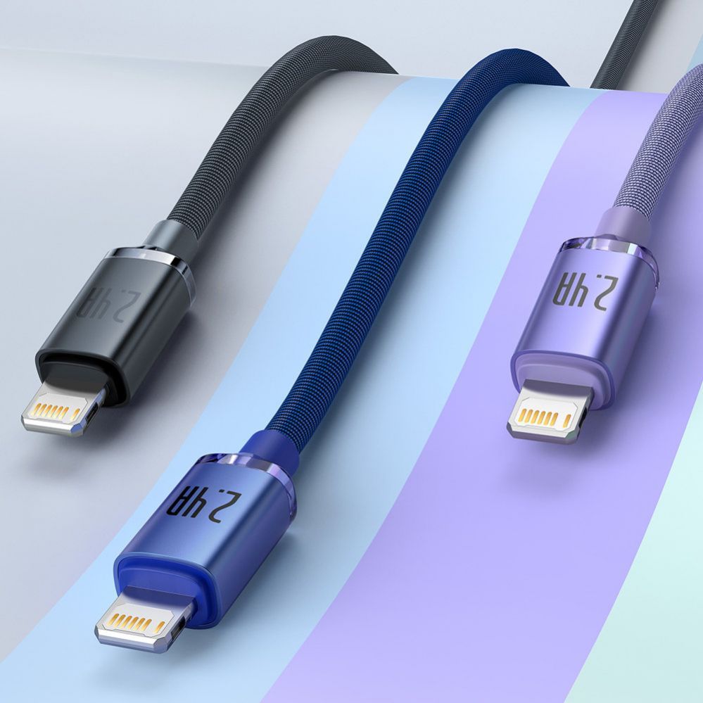 Cable Baseus Baseus Crystal Shine Series cable USB cable for fast charging and data transfer USB Type A - Lightning 2.4A 2m purple (CAJY000105)