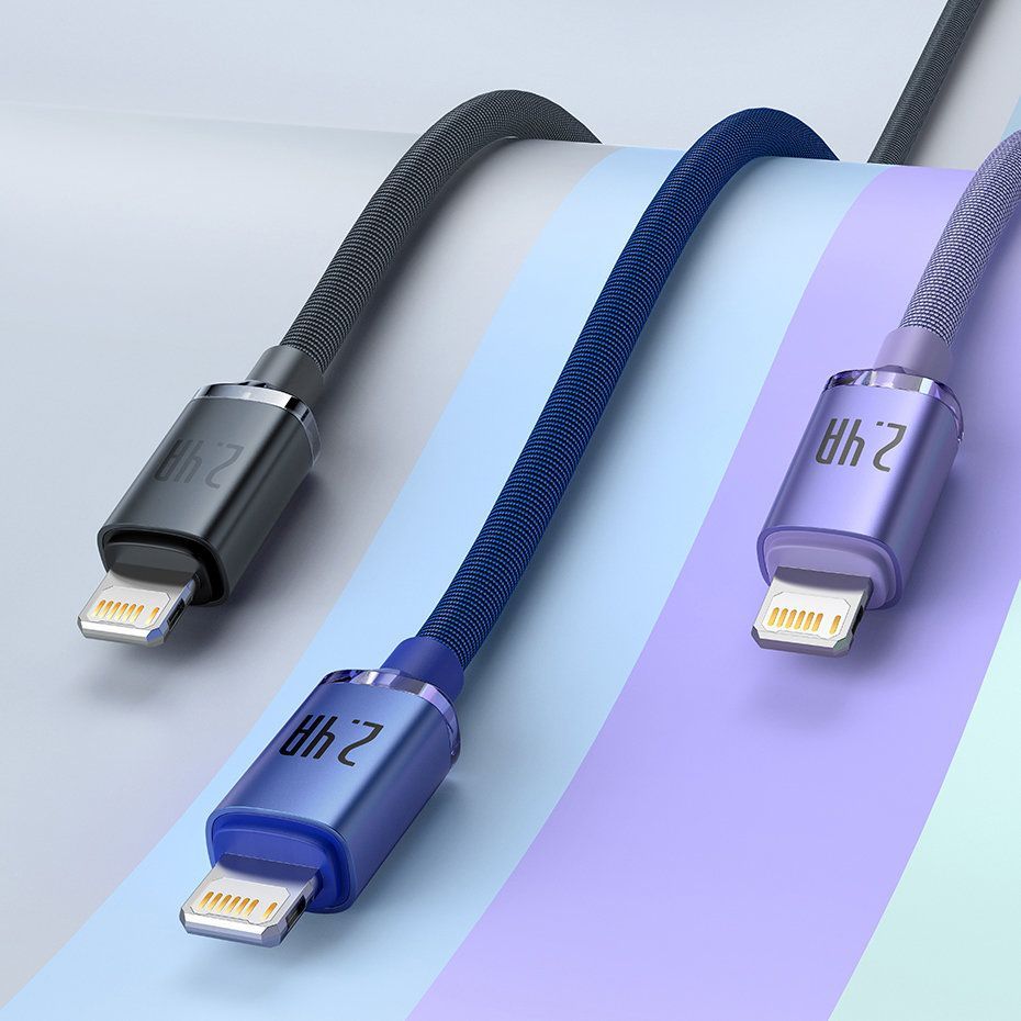 Cable Baseus Baseus Crystal Shine Series cable USB cable for fast charging and data transfer USB Type A - Lightning 2.4A 2m purple (CAJY000105)
