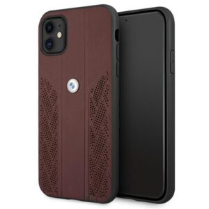Nugarėlės dėklai BMW  Etui BMW BMHCN61RSPPR iPhone 11 6,1" / Xr czerwony/red hardcase Leather Curve Perforate 